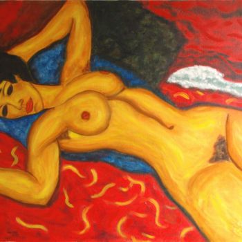 Картина под названием "12-tumbada-mogdigli…" - Santi Goñi, Подлинное произведение искусства, Масло