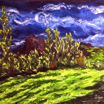 Painting titled "La tormenta-pasajer…" by Santi Goñi, Original Artwork, Oil