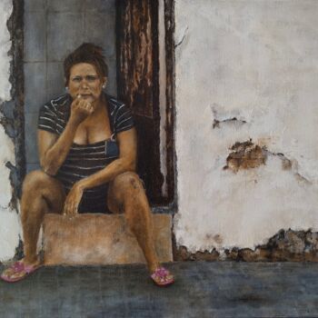 Картина под названием "¿Quieres coca?" - Santiago Parres, Подлинное произведение искусства, Масло