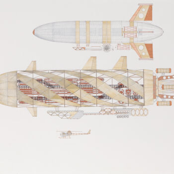 Dessin intitulée "Cruiser Zeppelin, A…" par Santiago Restrepo, Œuvre d'art originale, Encre