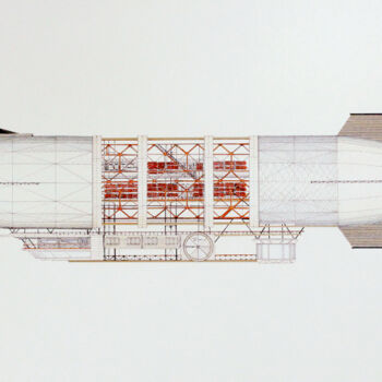 Desenho intitulada "Observation Zeppelin" por Santiago Restrepo, Obras de arte originais, Tinta