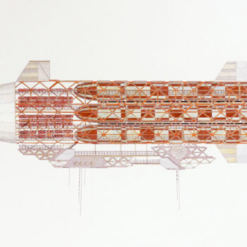 Dessin intitulée "Tanker Cargo Zeppel…" par Santiago Restrepo, Œuvre d'art originale, Encre