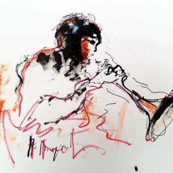 Drawing titled "Jazz no 1" by Marc Turpaud, Original Artwork, Ink