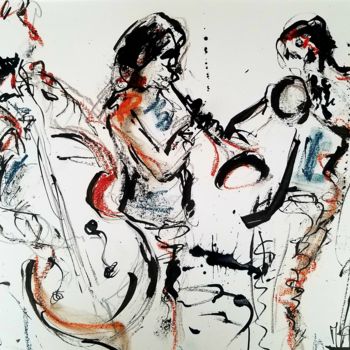Dessin intitulée "jazz no 5" par Marc Turpaud, Œuvre d'art originale, Pastel