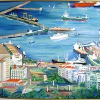 Painting titled "Port d'Alger ." by Santodji, Original Artwork