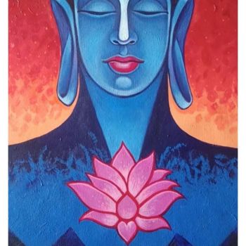 Peinture intitulée "Buddha Dhyan Beauty" par Santosh Dangare, Œuvre d'art originale, Acrylique