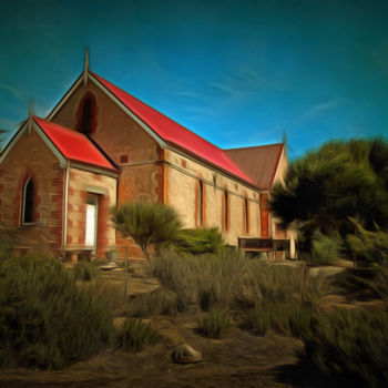 Digitale Kunst getiteld "Pine Point Church" door Alan Carson, Origineel Kunstwerk