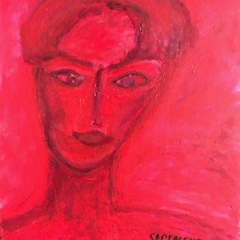 Pittura intitolato "La femme rouge" da Sapiacelli, Opera d'arte originale, Acrilico