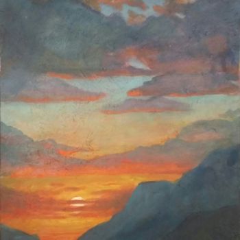 Peinture intitulée "Coucher de soleil s…" par Sapiacelli, Œuvre d'art originale, Huile