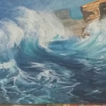 Painting titled "Tempête dans le Pac…" by Sapiacelli, Original Artwork, Oil