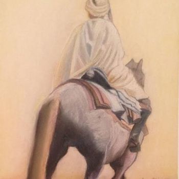 Dessin intitulée "L'Homme du désert" par Sapiacelli, Œuvre d'art originale, Pastel