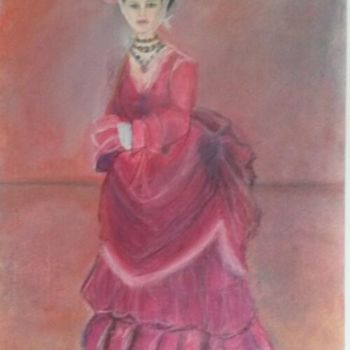 Drawing titled "La dame aux Camélias" by Sapiacelli, Original Artwork, Pastel