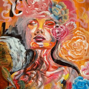Painting titled "Wildflower whisper" by Sapna Ojha Sapna Ojha, Original Artwork, Acrylic