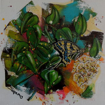 Pintura intitulada "Série "Mariposas" 03" por Gregory Jomain (Sapo), Obras de arte originais, Acrílico Montado em Armação em…