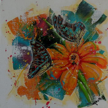 Painting titled "Série "Mariposas" 06" by Gregory Jomain (Sapo), Original Artwork, Acrylic Mounted on Wood Stretcher frame