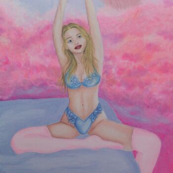 Painting titled "Pink clouds" by Saara Tompuri, Original Artwork, Acrylic