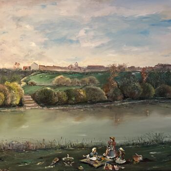 Pintura titulada "En la ribera del rio" por Sara Bento San Román, Obra de arte original, Oleo Montado en Bastidor de camilla…