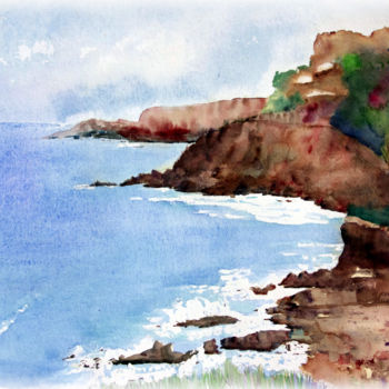 Painting titled "litoral-salvadoreño" by Sara Elena Besson, Original Artwork, Watercolor