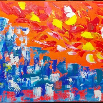Картина под названием "City" - Sara Kouyoumdjian, Подлинное произведение искусства, Акрил Установлен на Деревянная рама для…