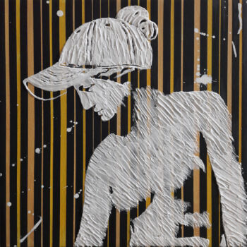 Картина под названием "Muse with Hat" - Sara Lora, Подлинное произведение искусства, Акрил Установлен на Деревянная рама для…