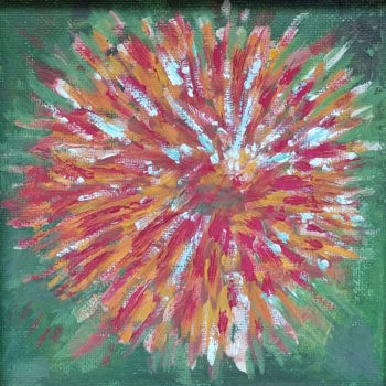 Painting titled "Un fiore Dalia" by Sara Maio, Original Artwork, Oil