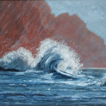 Pittura intitolato "Mare d'inverno" da Sara Maio, Opera d'arte originale, Olio