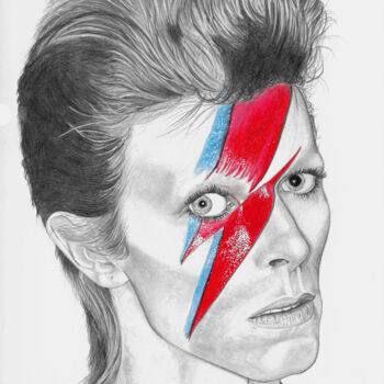 Dibujo titulada "David Bowie" por Sara Malini, Obra de arte original, Grafito