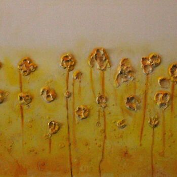 Pittura intitolato "Papoilas de ouro" da Sara Marcus, Opera d'arte originale, Acrilico