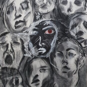 Картина под названием "sans titre" - Sara Mekhfi, Подлинное произведение искусства, Древесный уголь