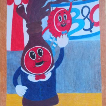 Drawing titled "Bottle and Cappy, f…" by The_edge_of_chaos, Original Artwork, Pencil