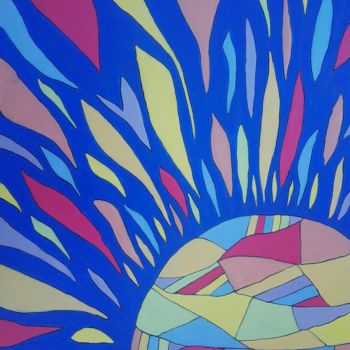 Peinture intitulée "Vibrant sun" par The_edge_of_chaos, Œuvre d'art originale, Acrylique