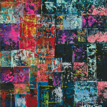 Картина под названием "Urban Streets" - Sara Swati, Подлинное произведение искусства, Акрил Установлен на Деревянная рама дл…