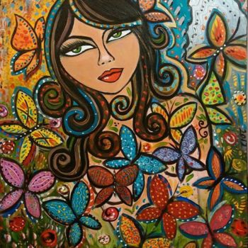 Pintura intitulada "Butterflies are free" por Sara Tamjidi, Obras de arte originais, Acrílico