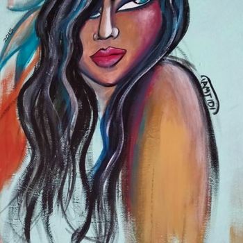 Painting titled "Mystery in her eyes" by Sara Tamjidi, Original Artwork, Acrylic