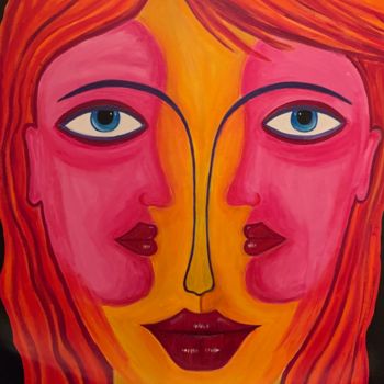 Pintura intitulada "La femme à facettes" por Saraa Leveque, Obras de arte originais, Acrílico