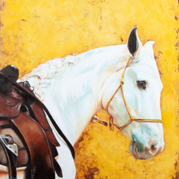 Malerei mit dem Titel "le cheval blanc" von Stef., Original-Kunstwerk, Acryl