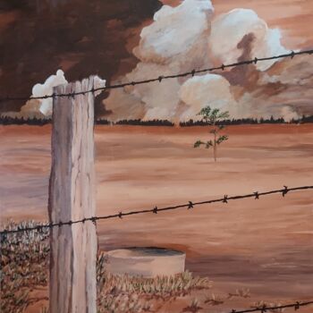 Painting titled "bush fire is comming" by Sarah Bax, Original Artwork, Acrylic