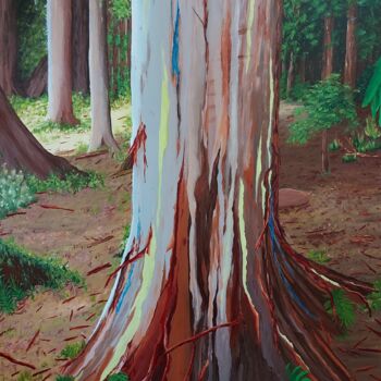 Painting titled "Rainbow Gum Tree" by Sarah Bax, Original Artwork, Acrylic