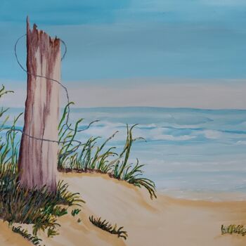 Painting titled "old tree on beach" by Sarah Bax, Original Artwork, Acrylic
