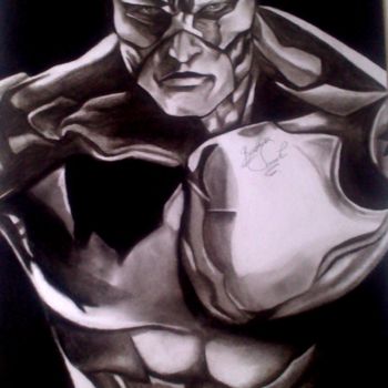 Drawing titled "capitain america" by Sarah Berthier, Original Artwork, Charcoal