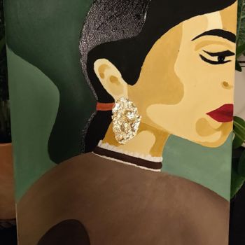 Malerei mit dem Titel "Golden earring" von Sarah Bezi, Original-Kunstwerk, Acryl