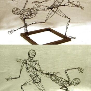 Sculpture intitulée "La capoeira" par Sarah François, Œuvre d'art originale, Fil de fer
