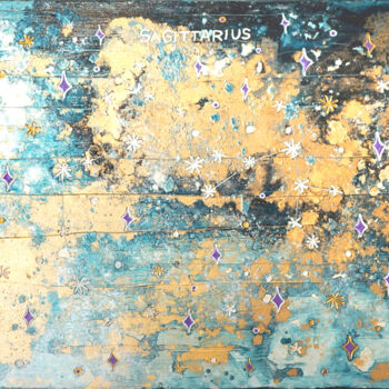 Картина под названием "Blue Sagittarius 1" - Sarah I. Avni, Подлинное произведение искусства, Акрил Установлен на Деревянная…