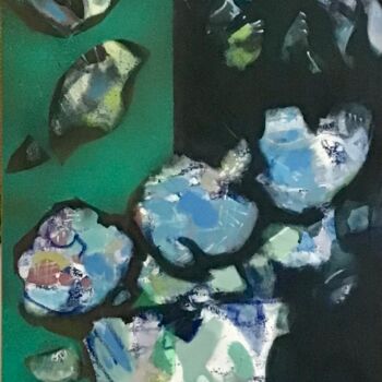 Schilderij getiteld "Le vase" door Sarah Lanyi, Origineel Kunstwerk, Acryl Gemonteerd op Frame voor houten brancard