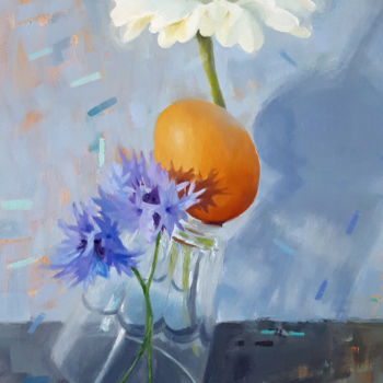 Painting titled "Eggquilibre ( frame…" by Sarah Spence, Original Artwork, Oil