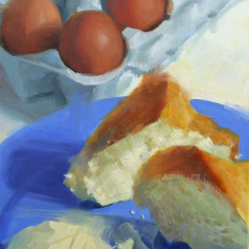 Painting titled "Breakfast (encadré)" by Sarah Spence, Original Artwork, Oil