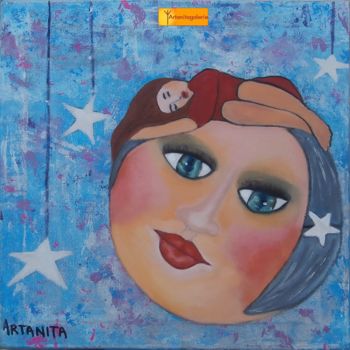 Peinture intitulée "Caresser la Lune" par Artanita, Œuvre d'art originale, Autre