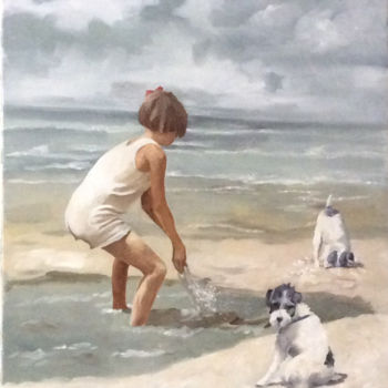 Painting titled "la Plage.jpg" by Sarah Borg, Original Artwork, Oil