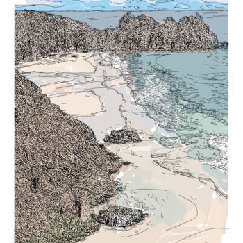 Digital Arts titled "Cornwall (couleur)" by Sarah Cuneo, Original Artwork, 2D Digital Work