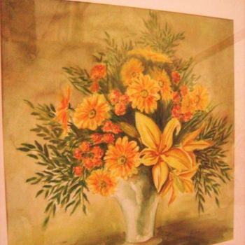 Painting titled "Yellow Lilies in a…" by Sarah Davidar, Original Artwork